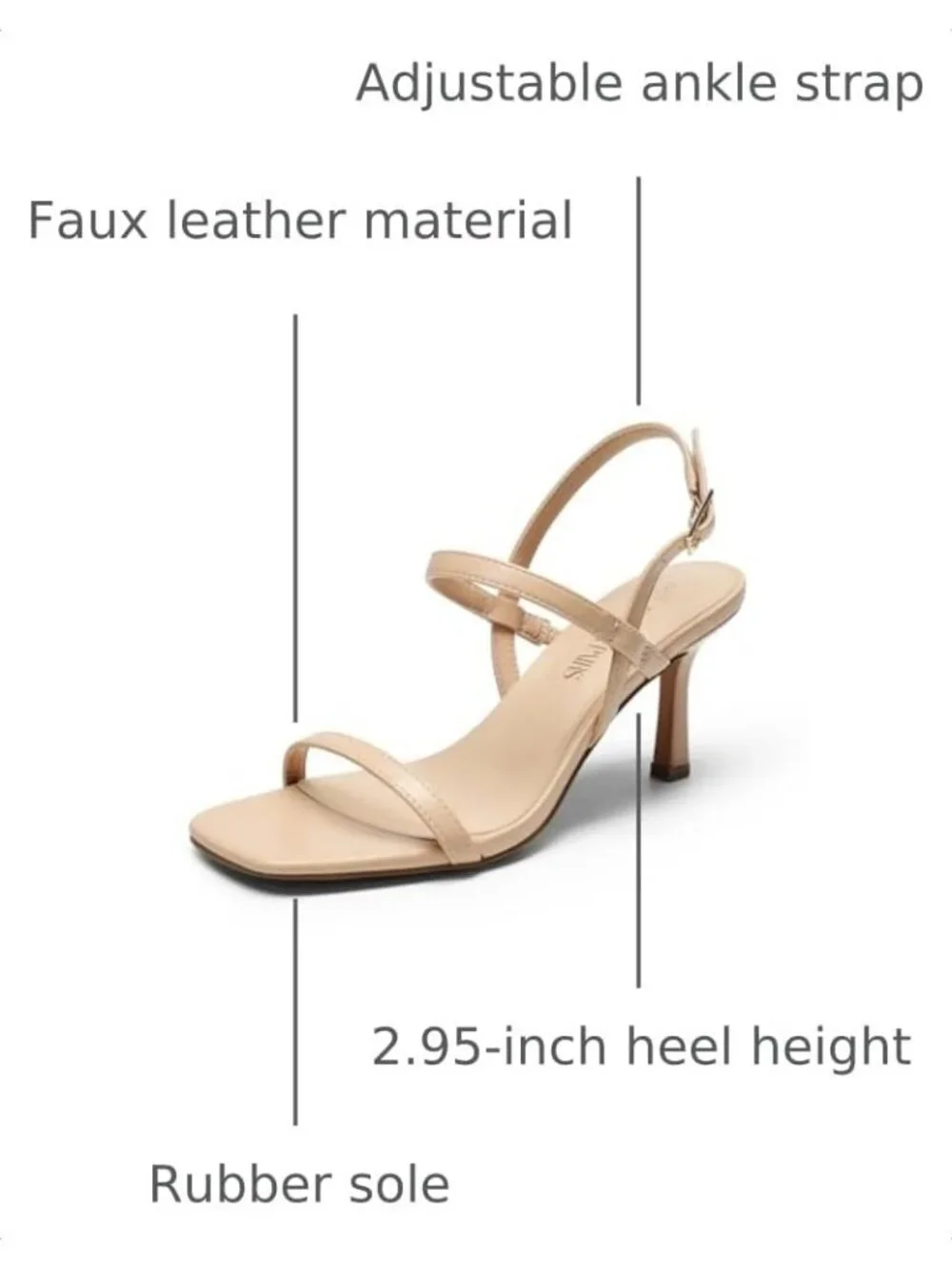 Dream Pairs Women's Nude Square Open Toe Slingback Heels Ankle Strappy Sandals